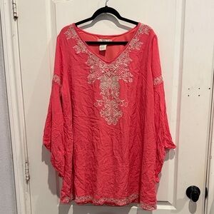 Flying Tomato Coral Embroidered Tunic